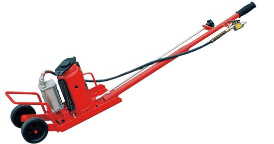 50 ton air hydraulic jack T22050 on wheels, red – JackMaker air hydraulic jack range