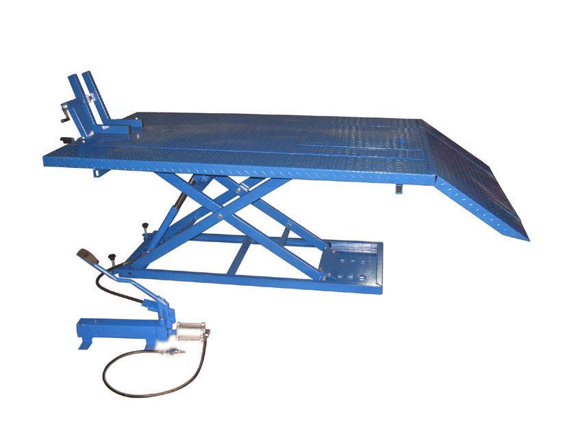 Hydraulic motorcycle lift table, blue