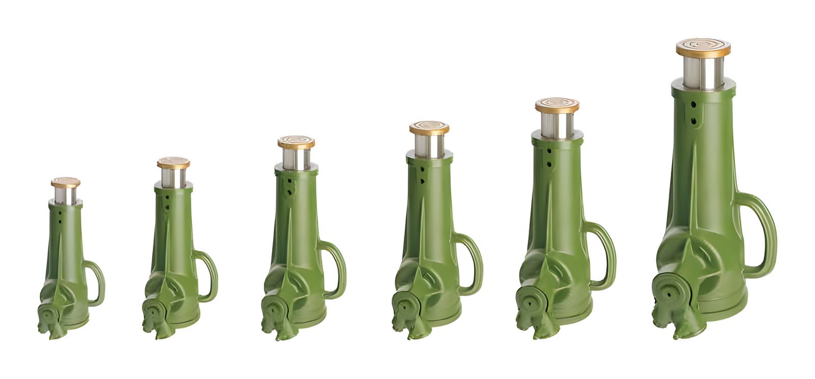 Mechanical screw jacks in six sizes, green – JackMaker screw jack range