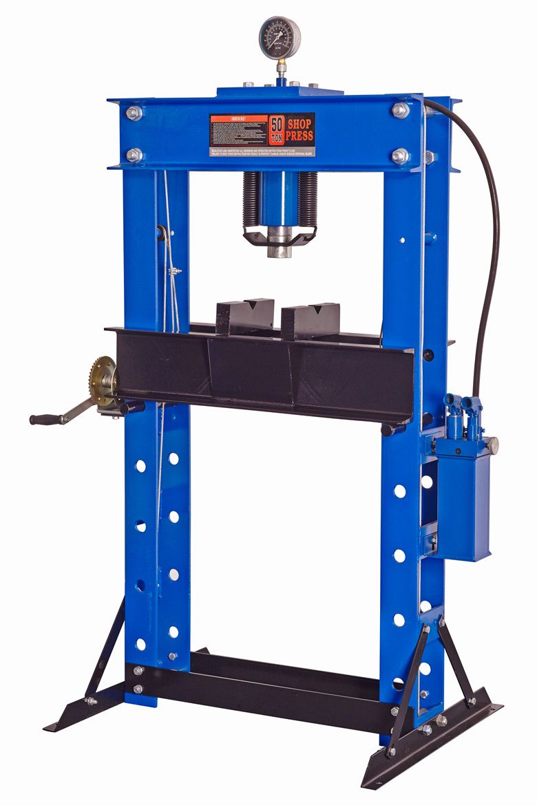 40 / 50 ton hydraulic shop press with gauge T61240 / T61250, blue